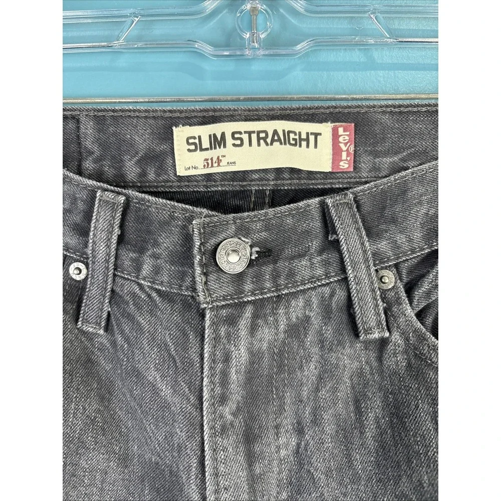 Levi's 514 Slim Straight Black Fade Y2K 32x32 Stone Washed Whiskers Cowboy